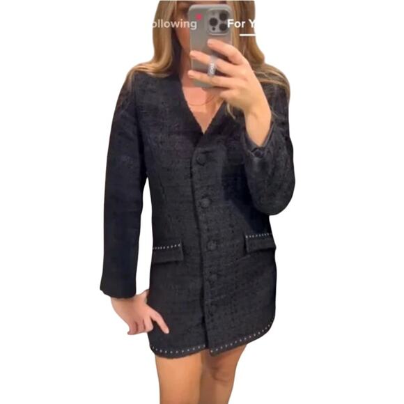 Zara Studded Tweed Blazer Dress size M - Blogger Fav! - Picture 7 of 7